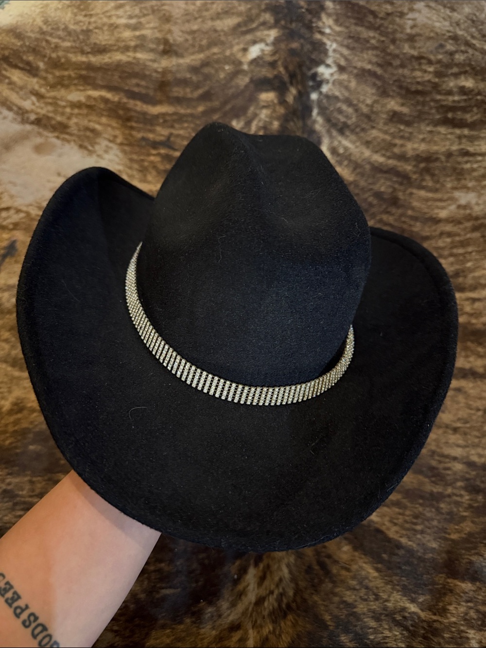 C.C Black Western Felt Hat with Sparkling Band